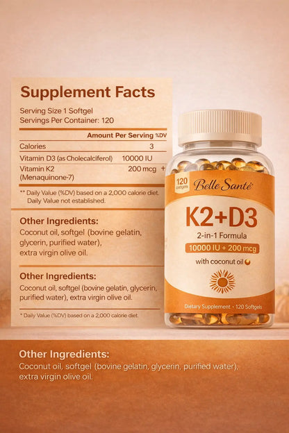 Vitamin D3 + K2 Softgels BelleSanté